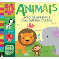 Animais : Livro de adesivos com quebra-cabeça