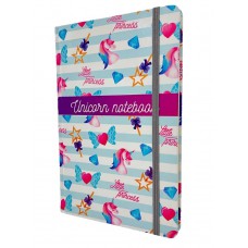 Caderno de Anotações tipo Moleskine Caderneta sem Pauta Capa Dura com Elástico - Unicornio