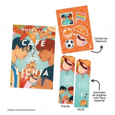 Café com Lichia com cartela de adesivos + marca página