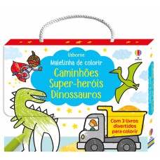 CAMINHÕES, SUPER HERÓIS DINOSSAUROS: MALETINHA DE COLORIR