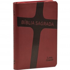 Bíblia Sagrada NAA Letra Grande com Zíper Capa Vermelha Cruz