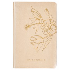 The Purpose Book: Bíblia Sagrada, A21, Capa Couro-soft bege, Flores