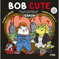 BOB CUTE – FILMES E SERIES TERROR - Livro com ilustrações fofas e originais para pintar, páginas destacáveis e acompanha uma cartela de adesivo - papel 180gr