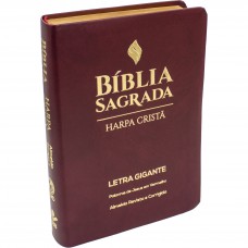 Bíblia Sagrada Letra Gigante, Edição com Letras Vermelhas e Harpa Cristã, Capa Sintética Vinho