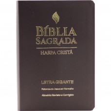 Bíblia Sagrada Letra Gigante, Edição com Letras Vermelhas e Harpa Cristã, Capa Semiflexível Marrom