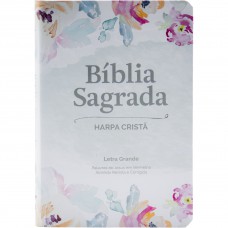 Bíblia Sagrada Letra Grande, Edição com Letras Vermelhas e Harpa Cristã, Capa Semiflexível Aquarela