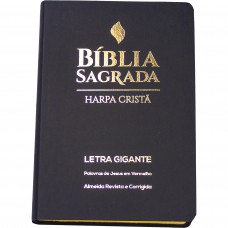 Bíblia Sagrada Letra Gigante, Edição com Letras Vermelhas e Harpa Cristã, Capa Semiflexível Preta