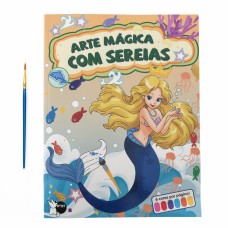 Arte Mágica com Sereias - Cada folha tem sua própria paleta de cores: só molhar o pincel e pintar!