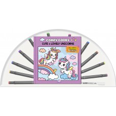 Cute and lovely unicorns - Livro para colorir com 12 canetinhas