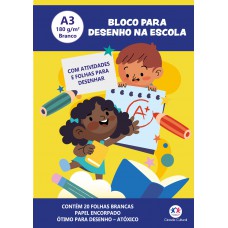 Bloco para Desenho A3 180g - 20 Folhas brancas