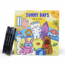Colorir Sunny Days - Livro de Colorir com 4 Canetinhas