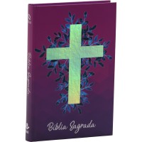 Bíblia Sagrada NAA SBB Capa dura ilustrada, cruz vinho
